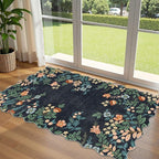 Dark Navy Floral Entry Rug by Othilic