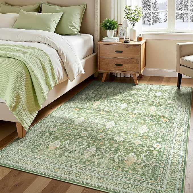 Lofus 5x7 Area Rug for Living Room, Light Green Washable Area Rugs - Image 6