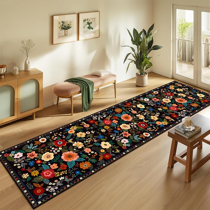 RELEANY Floral 2x10 Area Rugs Washable Print Boho Cute Carpet Non Slip Flower - Image 2