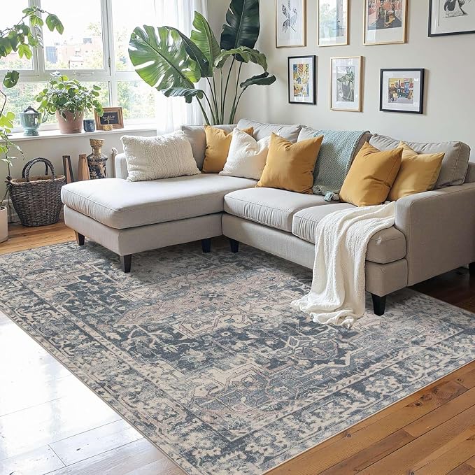 Rugxara 4x6 Rug for Living Room Bedroom, Vintage Retro Boho Area Rugs, Non Slip by Rugxara