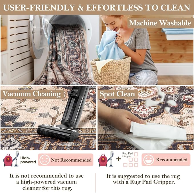 CAPALOCA Machine Washable Rugs Nursery Rug 6x9 Cute Girl Non Slip Low Pile - Image 5