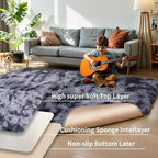 KICHOWUA Thick Area Rug 5x7 Dark Grey Fluffy Shag - Image 4