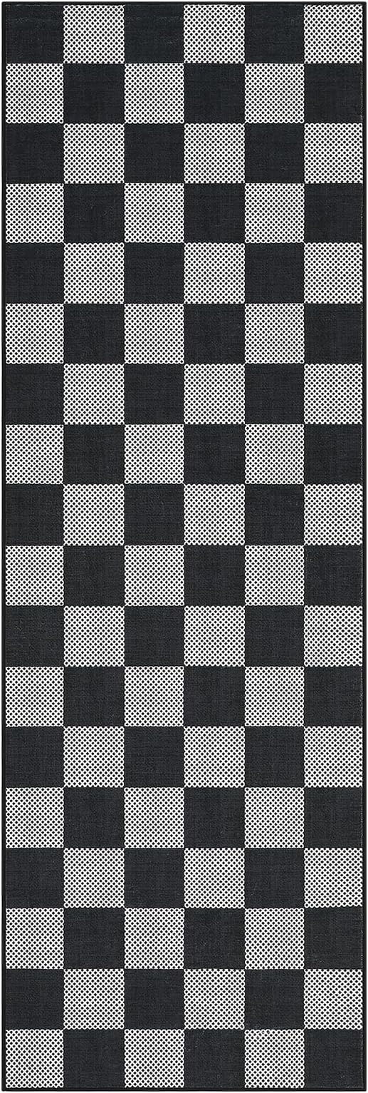 GarveeHome Checkered Dark 2x6 Washable Kitchen Runner Rug Geometric Diamond Dot - Image 5