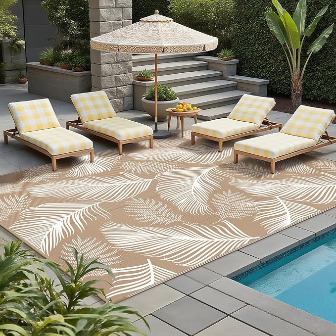 Pauwer Waterproof Outdoor Rug 9x12, Reversible Plastic Straw Patio Camping Rug - Image 8
