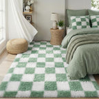 KICMOR Rugs for Bedroom Living Room, 3x5 Fluffy Soft Checkered Shag Area Rug by KICMOR