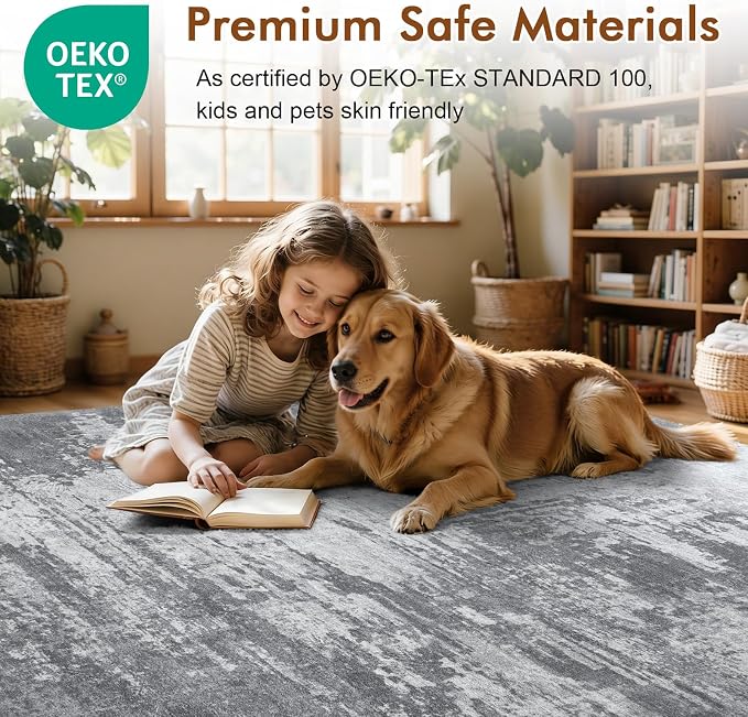 5x7 Ft Area Rugs for Living Room, Soft Non-Slip Washable Rugs Modern Abstract - Image 4