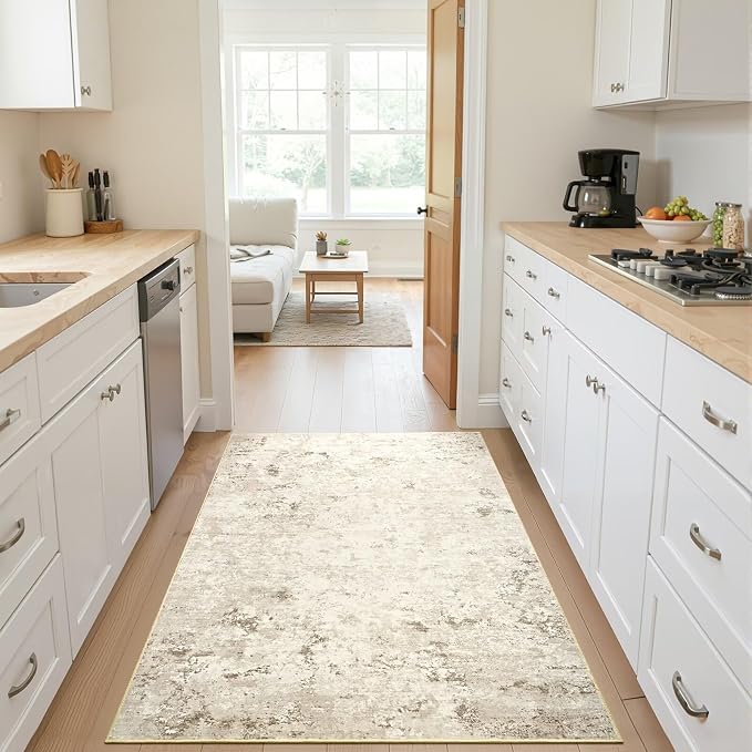 Toneed Abstract Area Rug Modern Washable Rug Soft Non Slip Rug Low Pile - Image 4