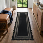 LIVEBOX Scalloped 2x6 Kitchen Runner Rug, Easy Jute Black Rugs - Image 9
