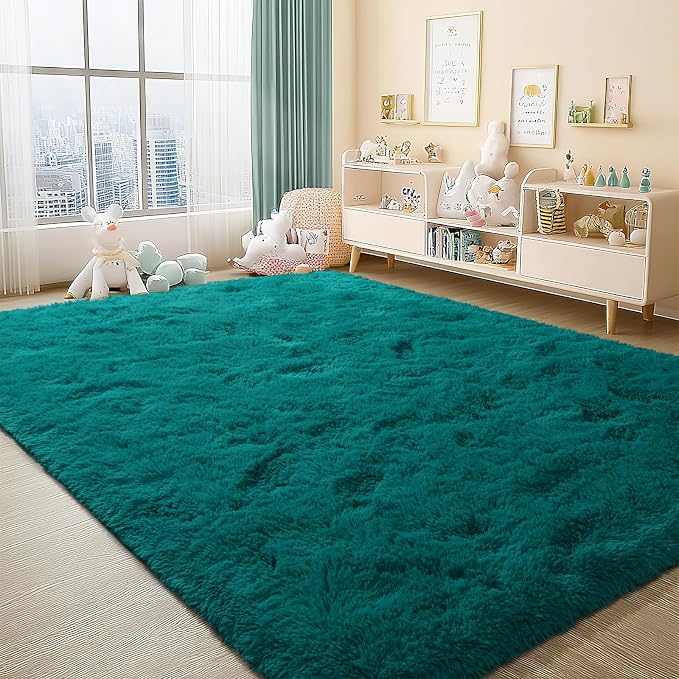 BENRON Fluffy Rugs for Living Room 5x8 Teal Green, Washable Large Area Rugs for - Image 3
