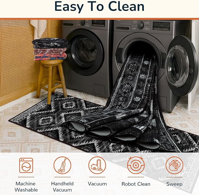 BESTSWEETIE Area Rug 2x4 Rug Machine Washable Non-Slip Low Pile Print Pattern - Image 3