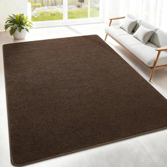5x7 Feet Brown Area Rugs for Bedroom, Indoor Washable Memory Foam Rug for - Image 3