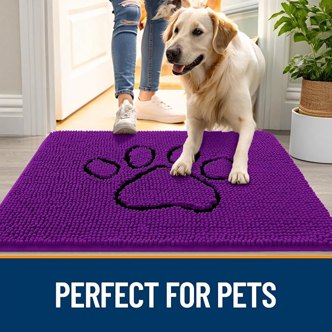 OLANLY Dog Door Mat for Muddy Paws 36x24, Paw Print Design, Absorbs Moisture - Image 6