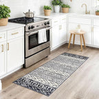 KUTA Moroccan Washable Runner Rugs 2x5, Non-Slip Vintage Black Navy Blue Boho - Image 2
