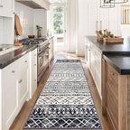 KUTA Moroccan Kitchen Rugs 3x8, Non-Slip Vintage Black Navy Blue Boho Hallway - Image 2