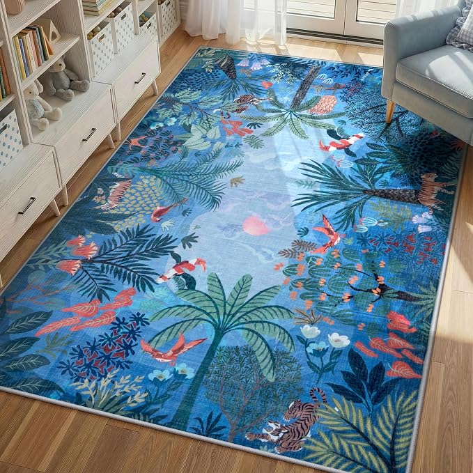 LIVEBOX Jungle Animal Print Dining Room Rugs by LIVEBOX
