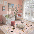 Area Rug 4x6 Pink Rug, Washable Dog Rugs Non Slip Low Pile Floral Small Carpet - Image 2