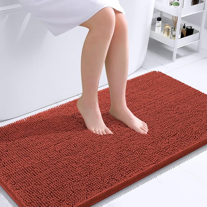 OLANLY Bathroom Runner Rugs 44x24, Soft Absorbent Chenille Bath Rugs, Rubber by OLANLY
