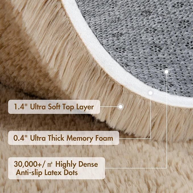 6x9 Ft Large Shag Beige Rugs for Living Room Bedroom, Ultra Soft Fluffy Furry - Image 8
