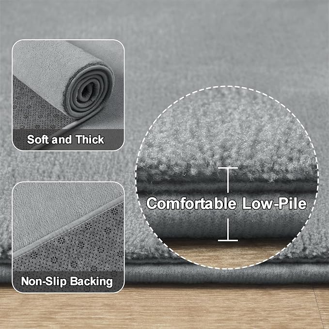 Amearea 4x4 Square Area Rugs for Bedroom Living Room, Modern Grey Thickened - Image 3