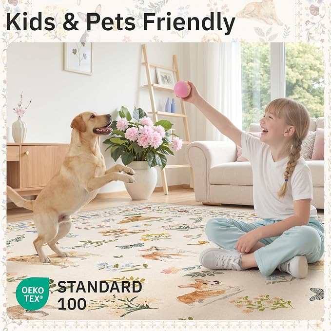 Soalmost 2x3 Dog Rugs for Entryway, Machine Washable Door Mat Animal Floral - Image 7