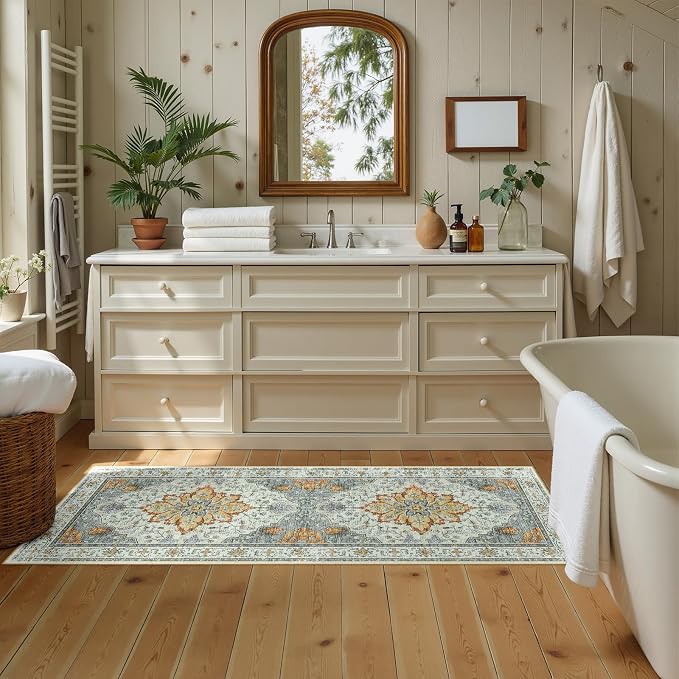 RELEANY Area Rugs Runner 2'x5' Washable Non-Slip, Floral Vintage Distress - Image 2
