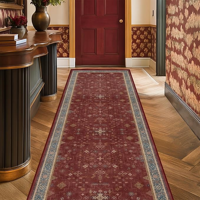 Hazo Haus Non Slip 10ft Long Hallway Runner Rug Burgundy - Image 6