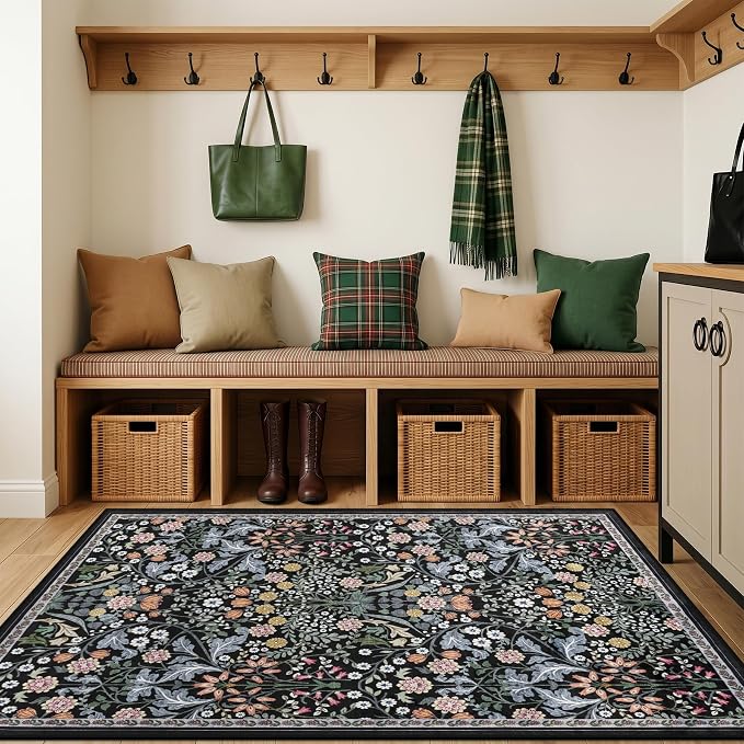 Area Rug Living Room Rugs: Floral 3x5 Washable Rug Vintage Soft Boho Non-Slip - Image 5
