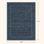 9x12 Vintage Big Floor Rugs for Living Room, Machine Washable Soft Dark Blue - Image 2
