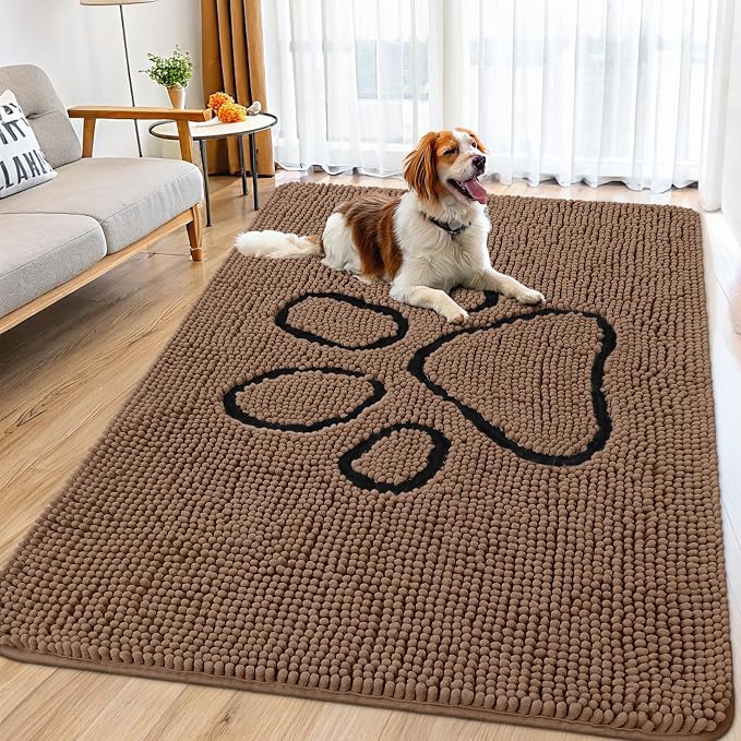 Smiry Dog Door Mat for Muddy Paws, Absorbent Dirt Trapper Non Slip Quick Dry by Smiry