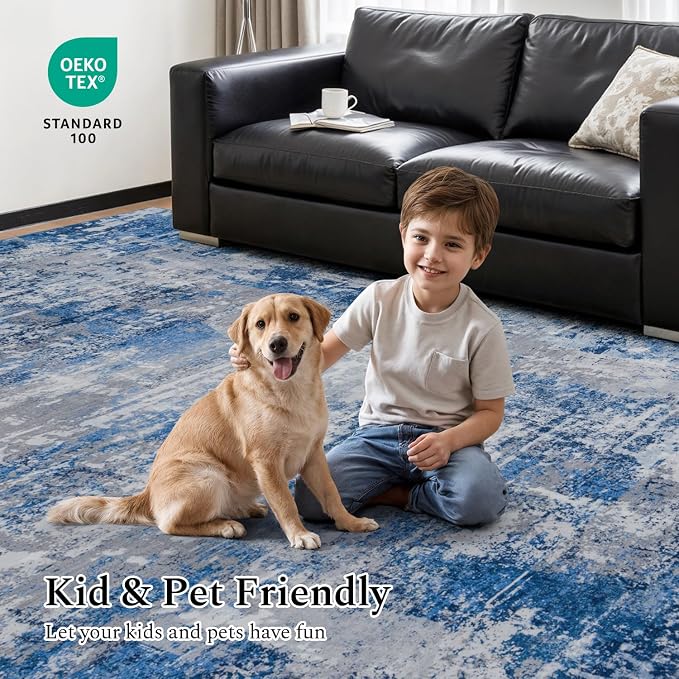 Rugflix 5x7 Area Rugs for Living Room, Washable Large Rug Stain-Resistant Low - Image 5
