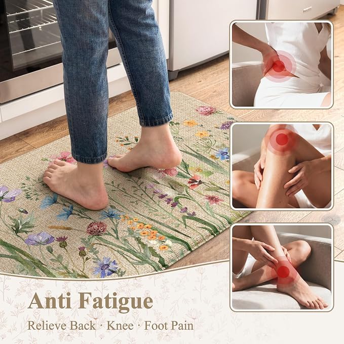 KIMODE Anti Fatigue Kitchen Mat, Farmhouse Kitchen Floor Mats Non-Slip Cushioned - Image 2
