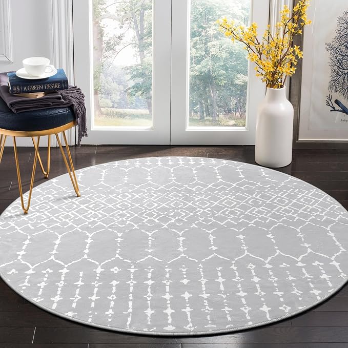 Lahome Moroccan Round Rugs 6Ft Washable Circle Area Rug by Lahome