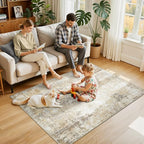 RELEANY Washable Area Rugs 4'x6' Non-Slip Modern Abstract Soft - Image 2