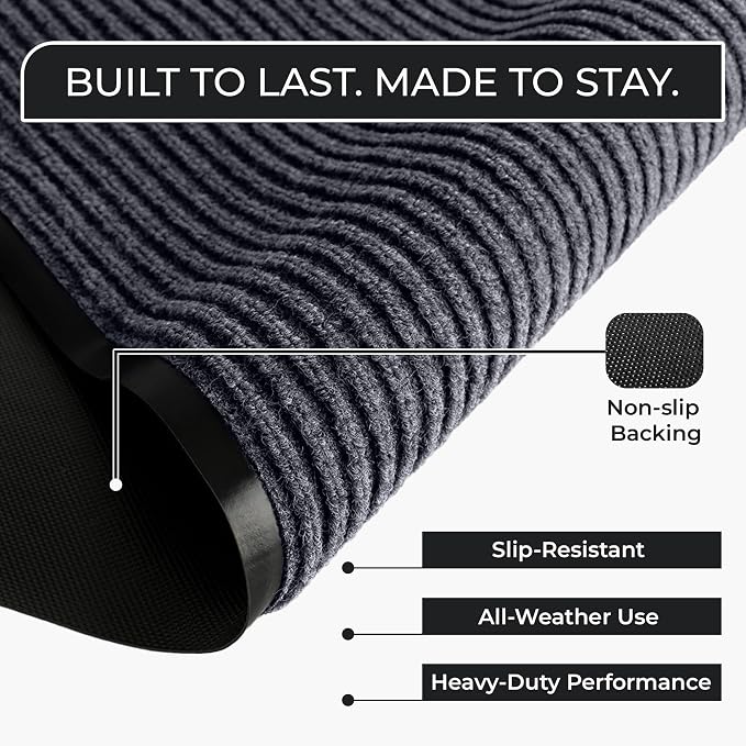 4 Pack Grey Commercial Door Mat 3'x6' Heavy Duty Industrial Floor Mat - Image 2