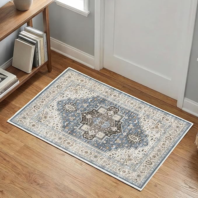 2x3 Rug for Entryway Hallway-Vintage Farmhouse Boho Floral Neutral Washable - Image 6