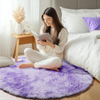 ONASAR Tie-Dyed Purple Round Area Rug 4ft, Soft Bedroom Circle Rugs Floor Mats - Image 6