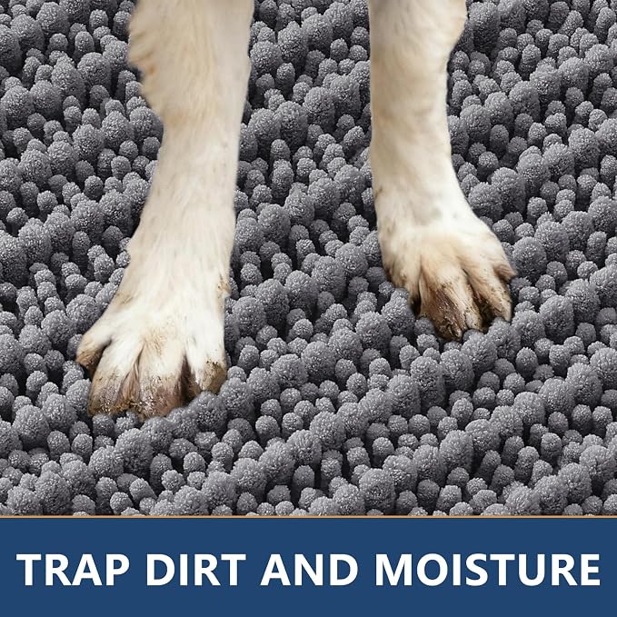 Smiry Dog Door Mat for Muddy Paws 59x35, Absorbent Dirt Trapper, Non-Slip - Image 4