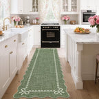 GarveeHome Scalloped Bow Rug for Living Room, Solid Green Rug for Dorm by GarveeHome