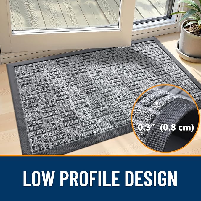 OLANLY Front Door Mat Outside Entrance 59x34, Heavy Duty Sturdy Natural Rubber - Image 4