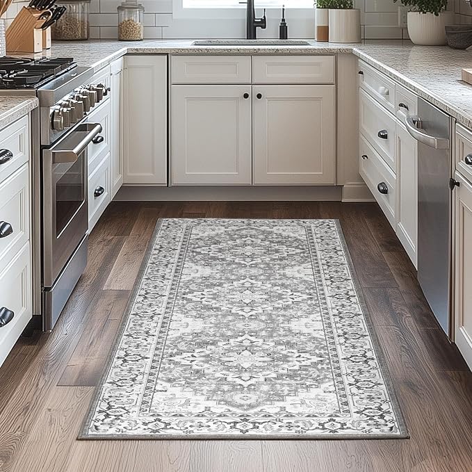 Lessymo Runner Rug for Hallway, Machine Washable Entryway Rugs Boho Faux Wool - Image 4