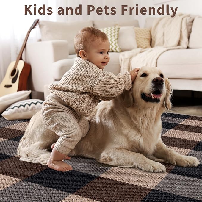 Tangsoo Checkered Easy Jute Rug, 2x3 Washable Ultra Thin Rug - Image 7