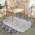 KUTA Round Washable Rug 3Ft Boho Black Navy Blue Entryway Rugs, Moroccan Foyer by KUTA
