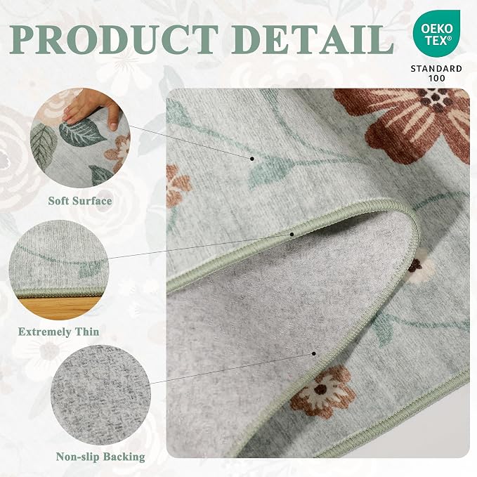 DUKINO 6x9 Area Rug, Floral Rugs - Image 5