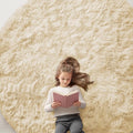OLANLY Cream Round Rugs for Bedroom by OLANLY