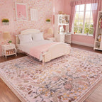 AMTOVO 6x9 Washable Area Rugs for Living Room, Non-Slip Colorful Floral rug by AMTOVO