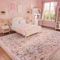 AMTOVO 8x10 Washable Area Rugs for Living Room, Non-Slip&Non-Shedding Floral by AMTOVO