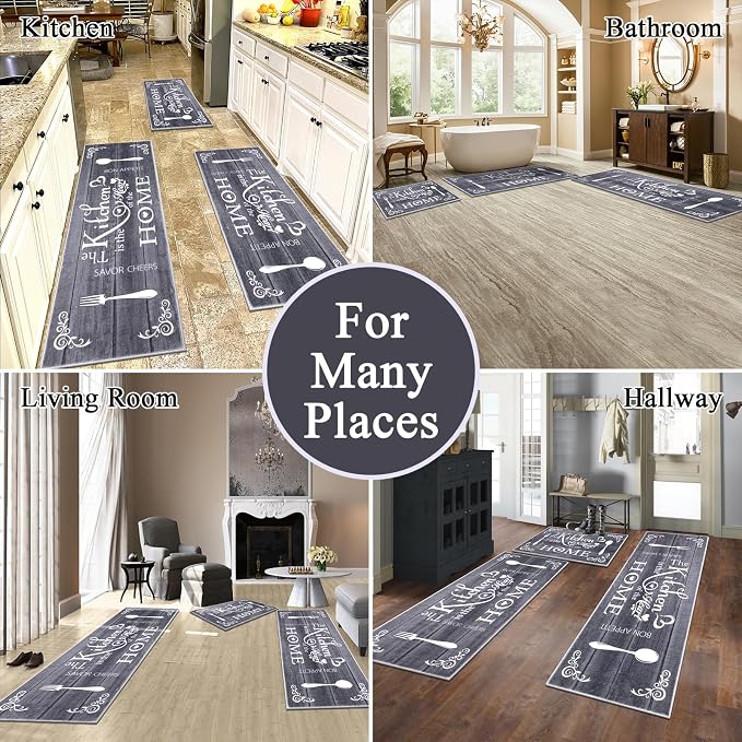 Vaukki Boho Kitchen Rug Sets 3 Pieces, Washable Kitchen Mats - Image 3
