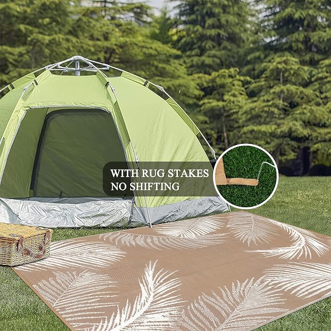Pauwer Waterproof Outdoor Rug 5x8, Reversible Plastic Straw Patio Camping Rug - Image 5