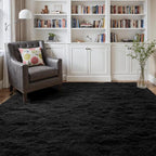 5x7 Ft Shag Black Rug for Bedroom, Tie Dyed Ultra Soft Fluffy Furry Area Rugs - Image 3