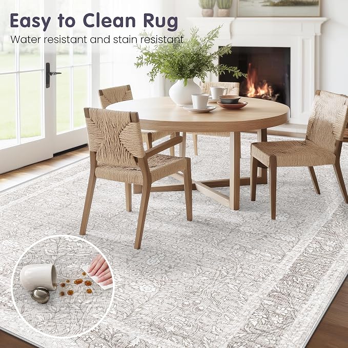 Washable Rug 8x10 Area Rugs: Vintage Floral Rugs - Image 8
